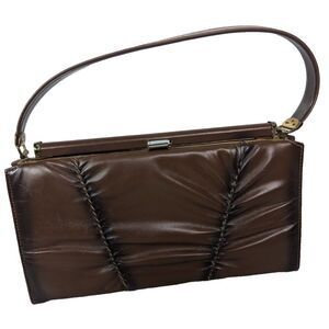 Vintage Mar-Shel Handbag Brown Leather Textured‎ Gold Toned Hardware Clasp